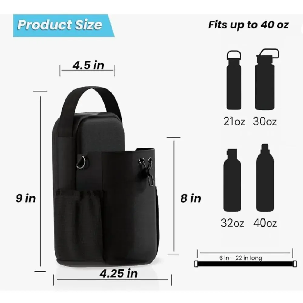 Magnetic Gym Bag Man Woman Magnetic Bottle Bag, Crossbody Gym Water Holder-Black